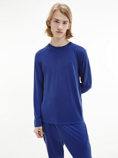 Calvin Klein Ruhák HU192706 | Calvin Klein CK One Recycled Lounge Férfi Hosszú Ujjú Póló Kék